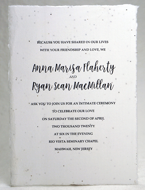 deckle edge seed paper invitation 5x7