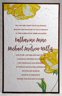 watercolor yellow rose wedding invitation