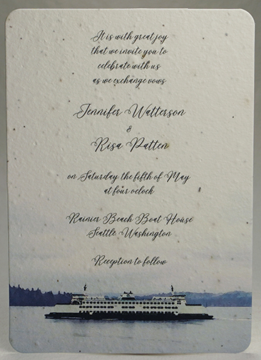 Bremerton Ferry print seed paper invitation 5x7