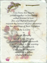 cotton paper invitation with vellum and misty attachment