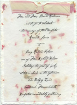 seed paper torn edge invitation with vellum and silk ribbon