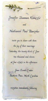 cotton paper invitation with vellum and misty attachment