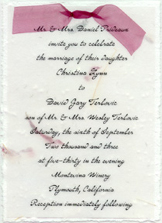 5" x 7" Invitation with Organdy Ribbon