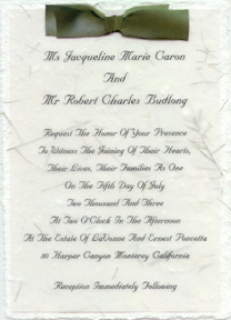 panel invitation with silk ribbon