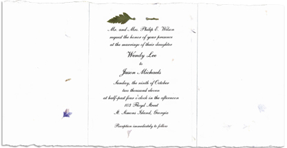 handmade paper invitation 6x12 bifold