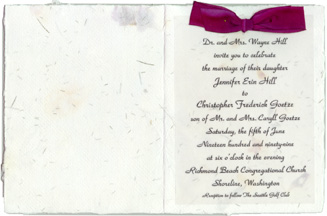 invitation with silk ribbon