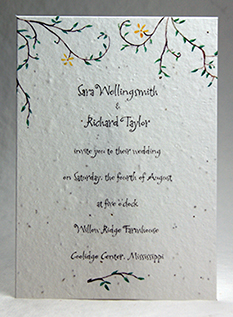 5x7 inch Custom Printed Invitation Panels - White Cotton Seed Paper  Watercolor Bamboo set of 6