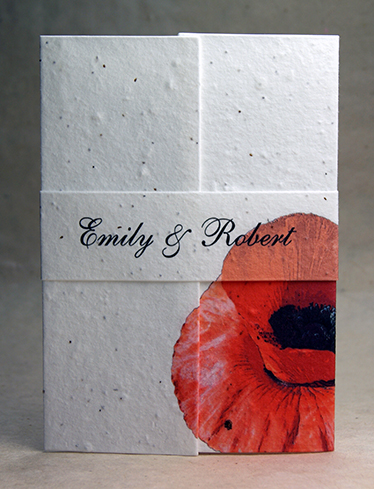 invitation with poppy handmade paper invitations