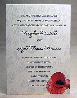 Color Printed Felt Poppy Panel Invitation