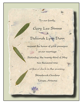 Bamboo Leaf Flowerseed Handmade Invitation