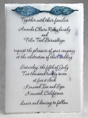 5x7 cotton invitation - printed example