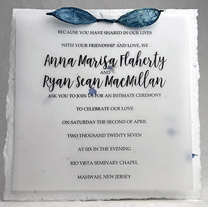 6x6 cotton invitation with sample print