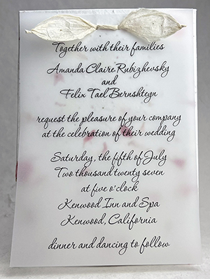 5x7 cotton invitation - printed example