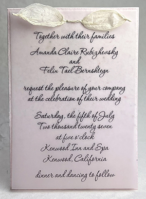5x7 cotton invitation - printed example