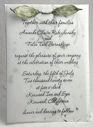 5x7 cotton invitation - printed example