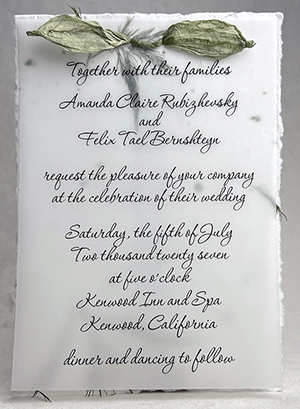 5x7 cotton invitation - printed example