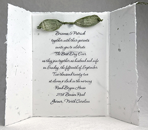 6x9 cotton invitation - printed example