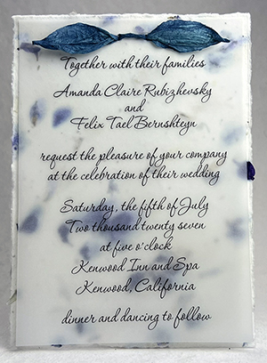 5x7 cotton invitation - printed example