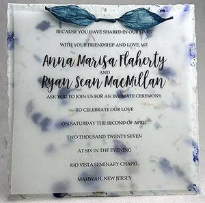 6x6 cotton invitation with sample print