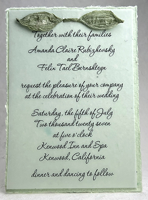 5x7 cotton invitation - printed example