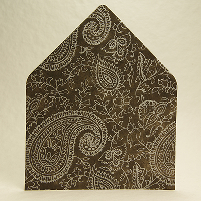 Handmade Paper Envelope Liner Chocolate Paisley
