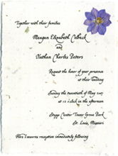 4.5" x 6" panel invitation with lavender larkspur