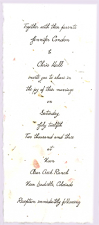 4x9 handmade invitation