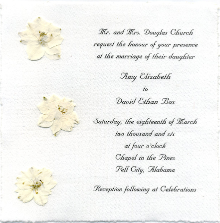 Cotton Handmade Flower Invitation, White Larkspur