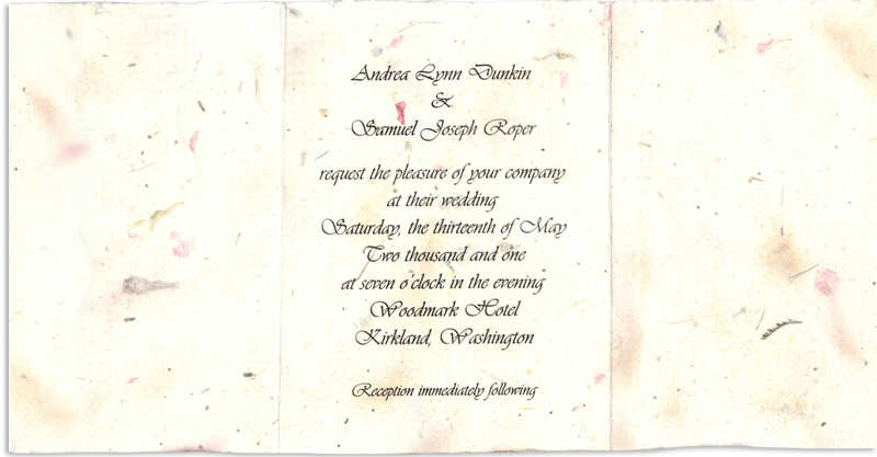 Seed Paper Wedding Invitations - Wildflower Seeded Papers 7x10 bifold with  print