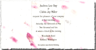 7x12 printed on handmade invitation