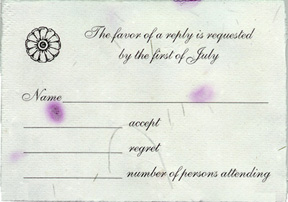 response card on recycled paper