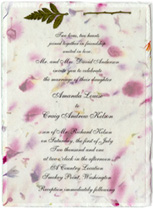 5"x7" Handmade Invitation with vellum and leather fern