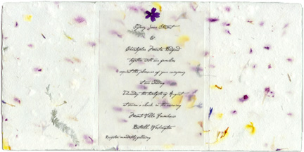 handmade paper invitation 6x12 bifold