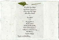 handmade invitation with printed overlay and folding panels