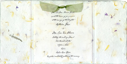 6x9 Open shows the printed vellum and the organza ribbon attachment