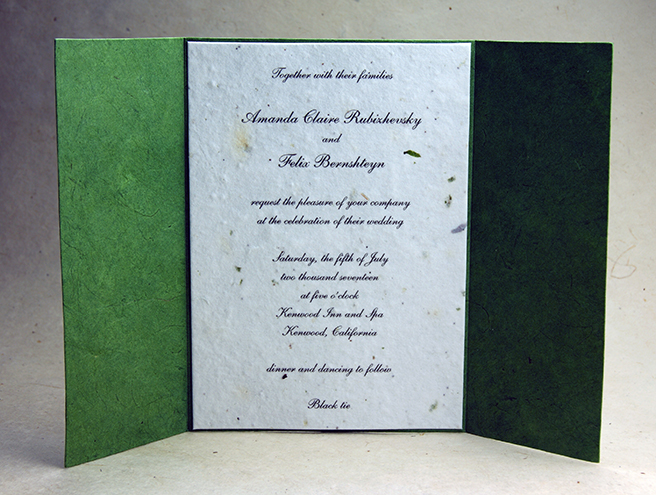 Seed Paper Wedding Invitations - Wildflower Seeded Papers 7x10 bifold with  print