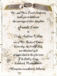 cotton paper invitation with double ribbon tie