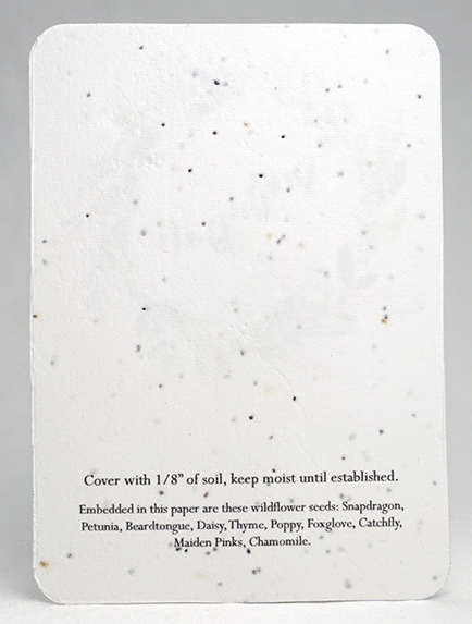 Watercolor Floral print seed paper invitation 5x7