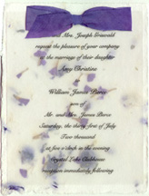 seed paper torn edge invitation with vellum and silk ribbon