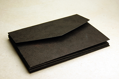 Black pocket fold invitation handmade paper