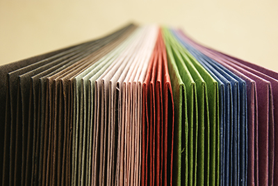 Rainbow pocket fold invitation handmade paper