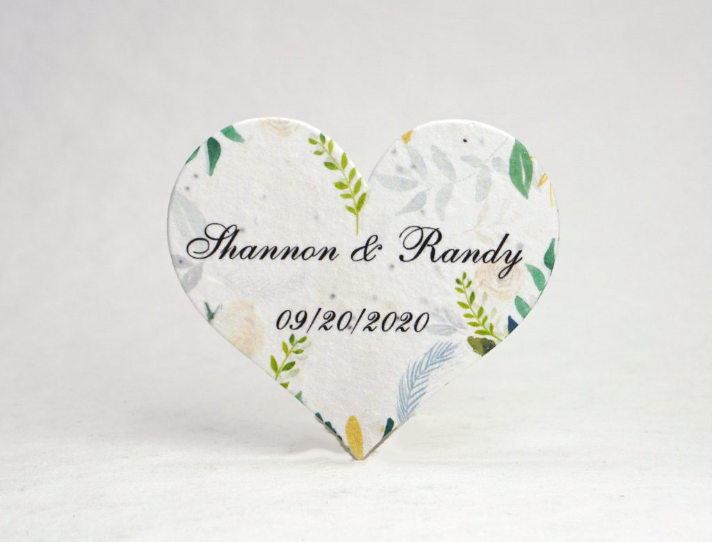 Personalized Seed Paper Hearts for Wedding Favors