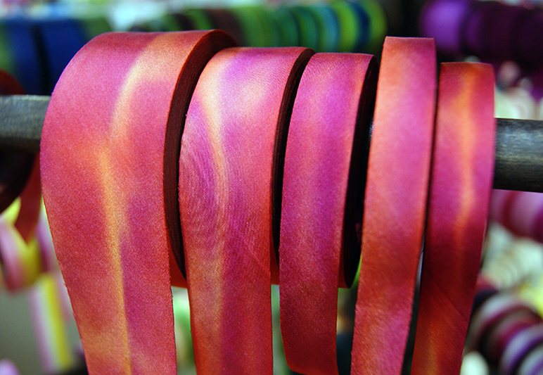 silk ribbon on the rack