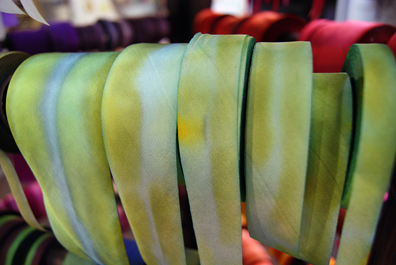 silk ribbon on the rack