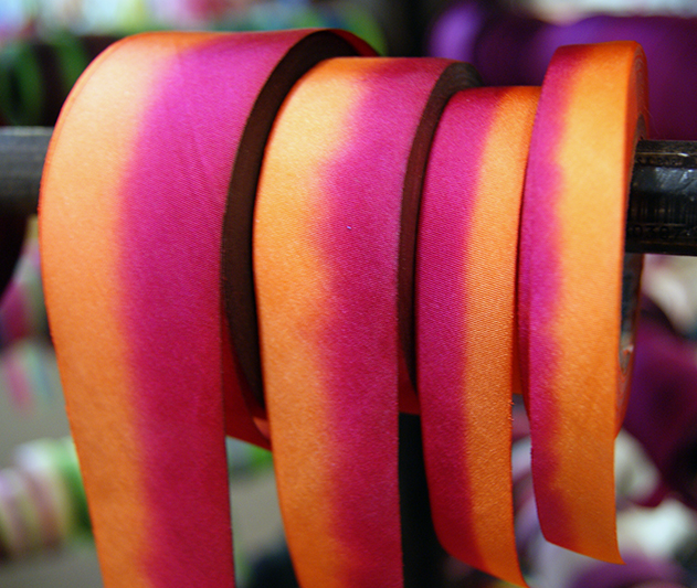 silk ribbon on the rack