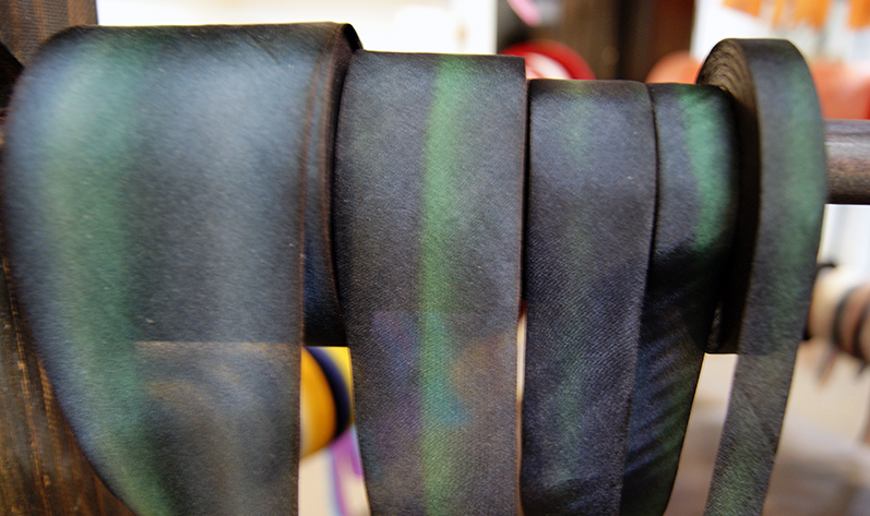 silk ribbon on the rack