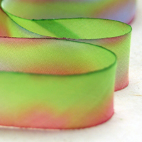 Earth Silk Dyed Ribbon Green Lavender 006