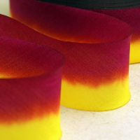 Earth Silk Dyed Ribbon 035 fuchia yellow