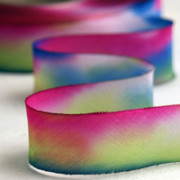 Earth Silk Dyed Ribbon - 078 green blue pink