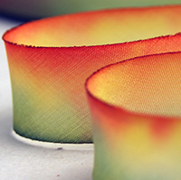 Earth Silk Hand Dyed Ribbon 080 orange yellow green